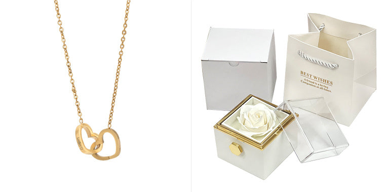 Coffret à bijoux décoré d'une rose éternelle