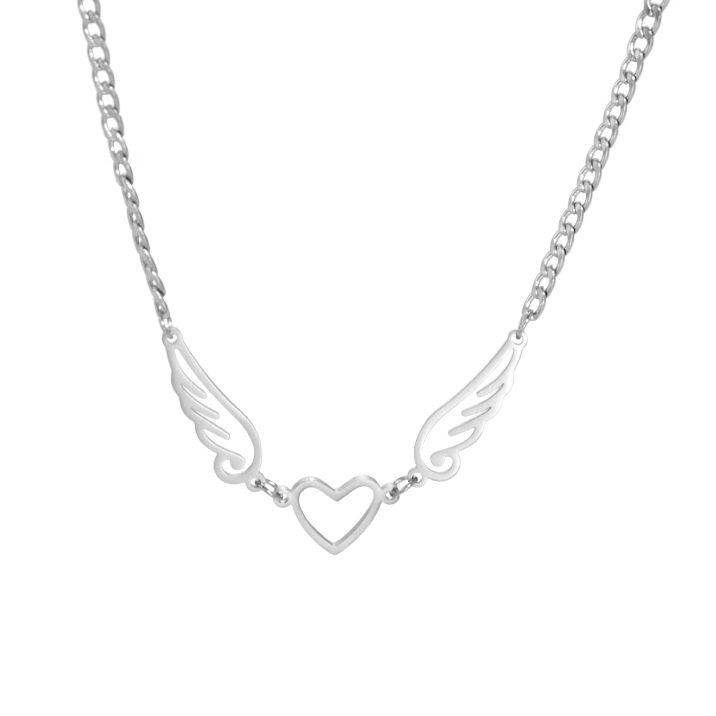 Collier en forme d'aile d’ange et de cœur