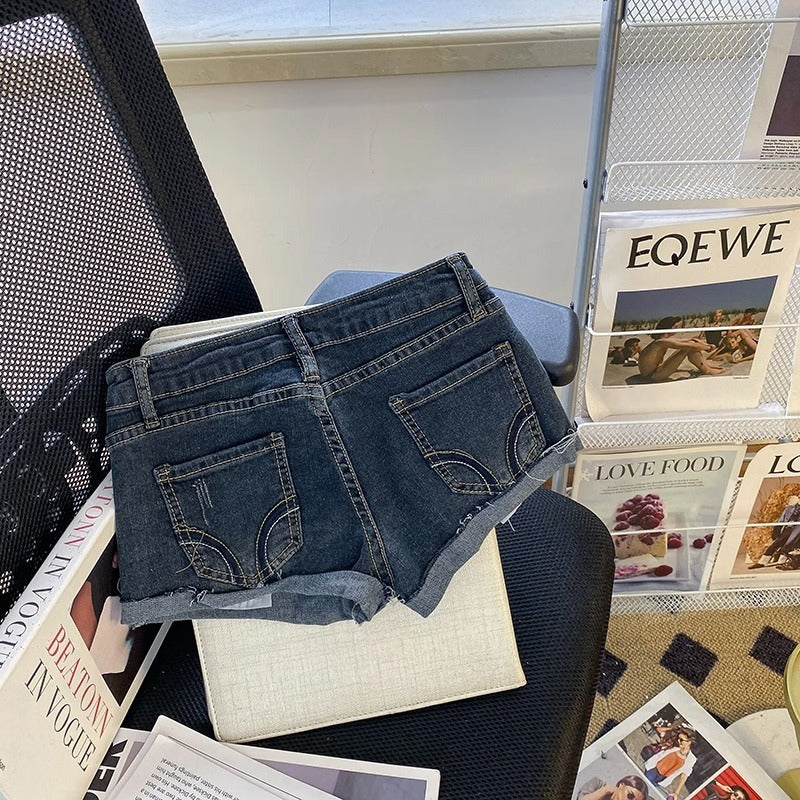 Short délavé taille basse