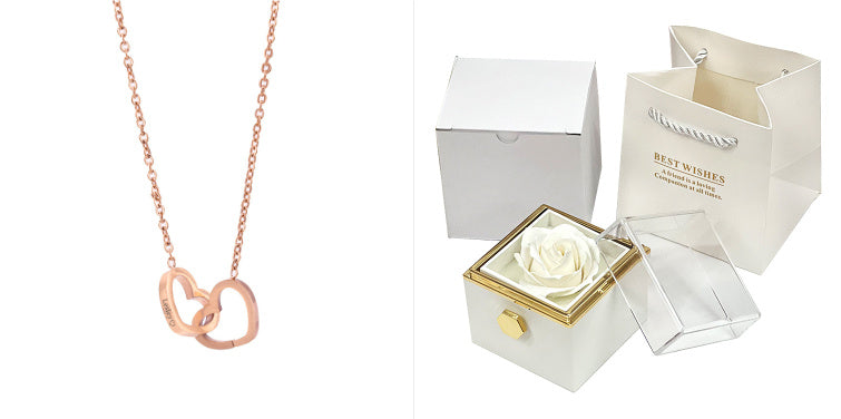 Coffret à bijoux décoré d'une rose éternelle