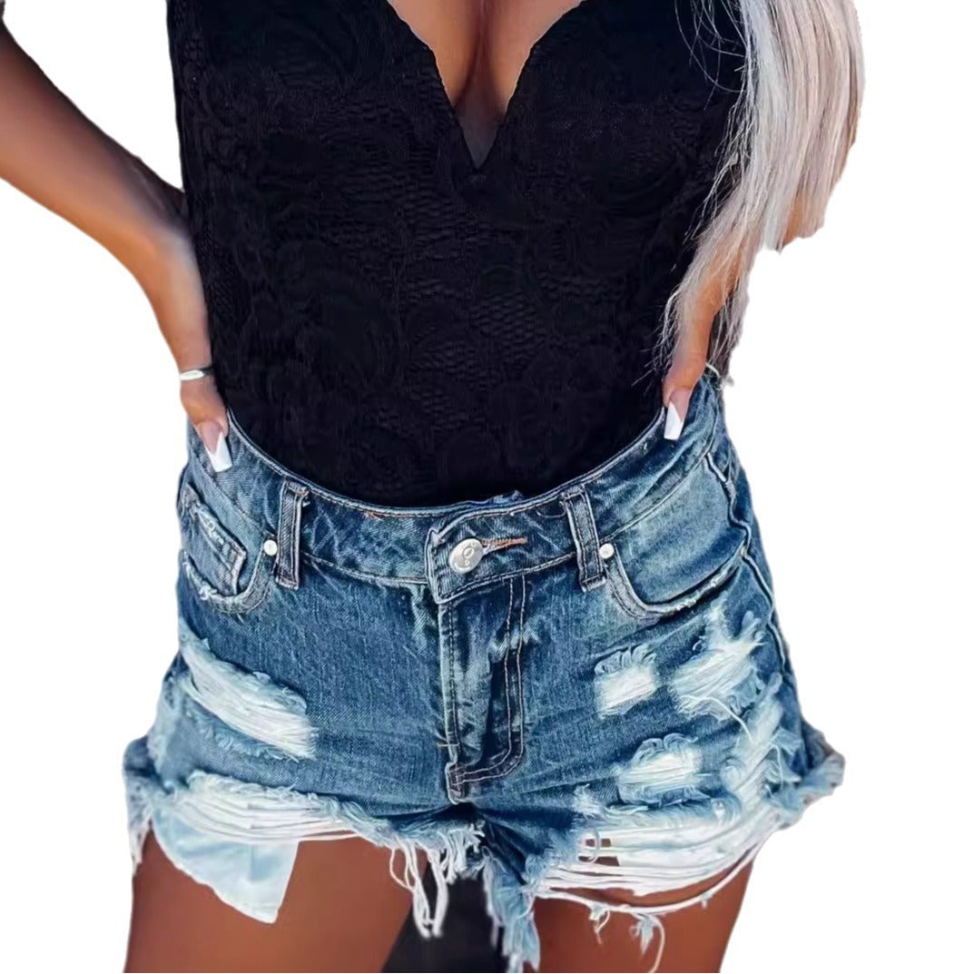 Short en jean délavé