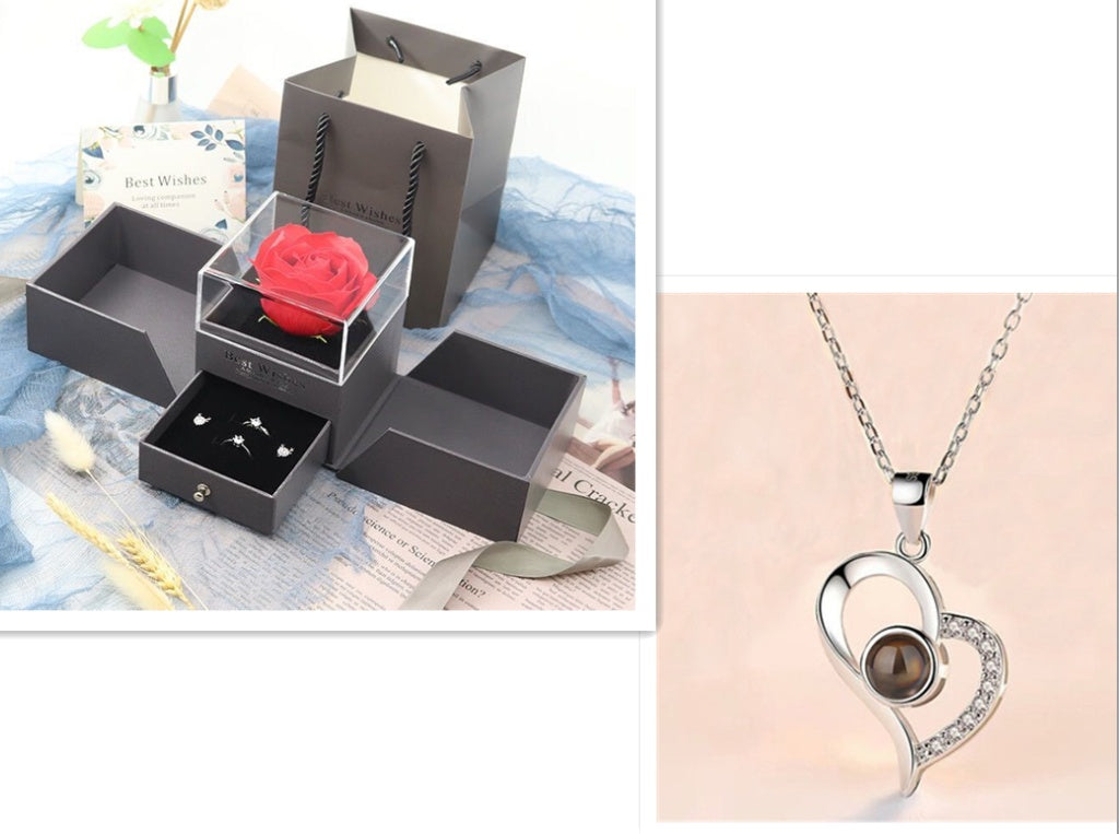 Coffret à bijoux en forme de rose