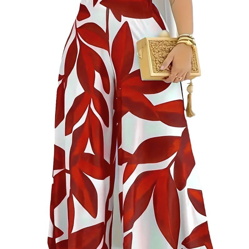 Comfortable high waist printed wide leg pants